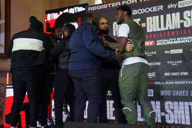 Isaac Chamberlain and Mikael Lawal following a press conference at the Landmark Hotel, London. Picture date: Tuesday April 4, 2023.
