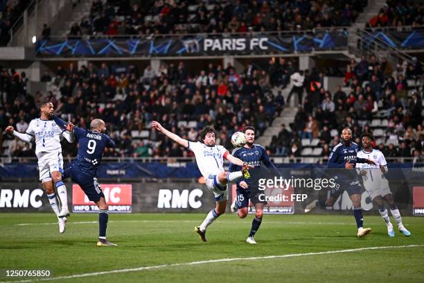 Frank MAGRI - 09 Khalid BOUTAIB - 06 Dominique GUIDI - 15 Jordan LEFORT during the Ligue 2 BKT match between Paris and Bastia at Stade Charlety on...