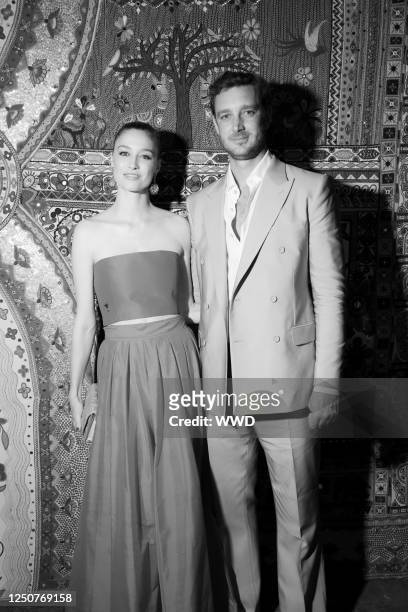 Beatrice Borromeo Casiraghi and Pierre Casiraghi front row at the Dior Pre-Fall 2023 show on March 30, 2023 in Mumbai, India.