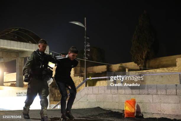 Israeli police detained some Palestinians after Israeli police again raided the Al-Aqsa Mosque complex in East Jerusalem early Sunday in Jerusalem on...