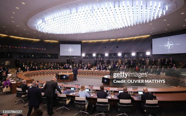 This photograph shows a general view of the round table during the North Atlantic Council Ministers of Foreign Affairs meeting at the NATO...