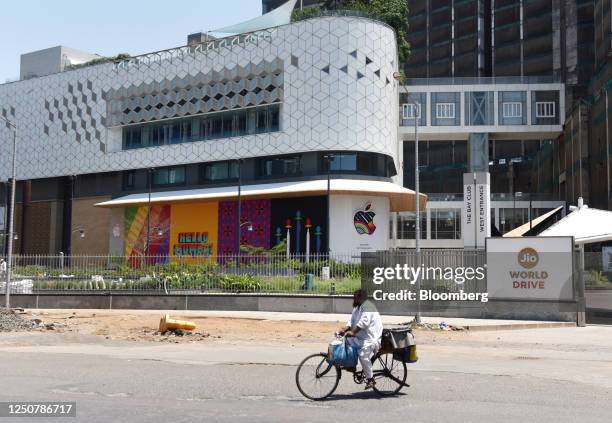 An Apple Inc. Store ahead of its opening in the Jio World Drive shopping center at Bandra Kurla Complex in Mumbai, India, on April 5, 2023. Apple...