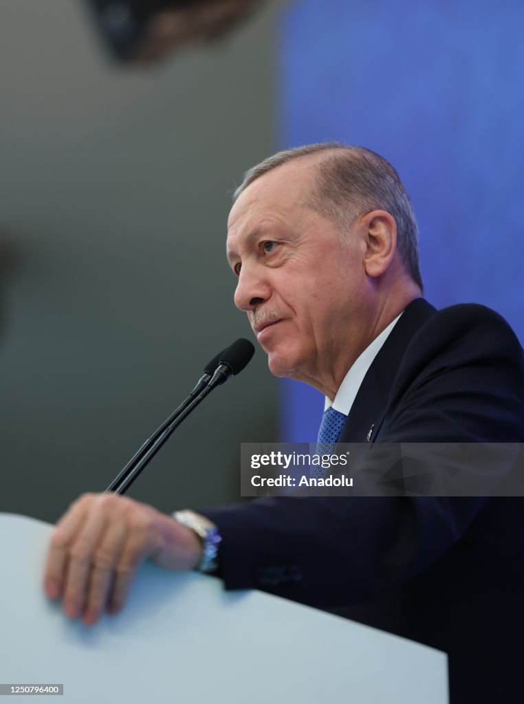 Tayyip Turkish President Recep Tayyip Erdogan makes remarks as he attends an ...