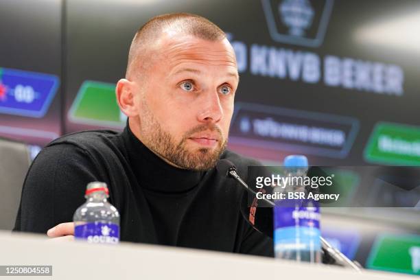 Coach John Heitinga of Ajax during the press conference following the TOTO KNVB Cup - Semi-Final match between Feyenoord and Ajax at Stadion...