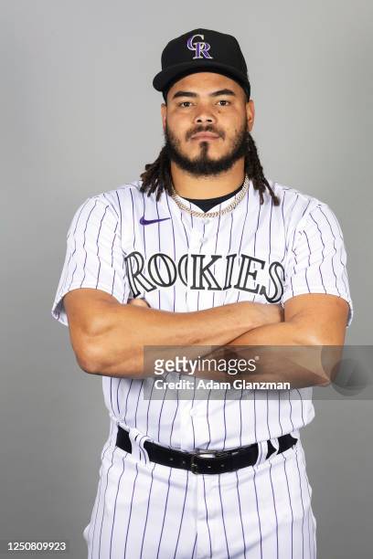 Dinelson Lamet of the Colorado Rockies poses for a photo during the Colorado Rockies Photo Day at Salt River Fields at Talking Stick on Friday,...