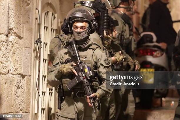 Israeli police raid the Aqaba al-Saraya neighborhood in the Old City of East Jerusalem, on April 05, 2023.