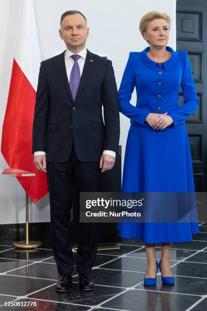 Andrzej Duda, Agata Kornhauser-Duda during first official visit of the Ukrainian presidential couple to Poland since Russia's invasion, of Ukraine,...