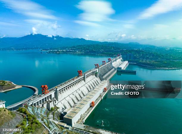 Aerial photo shows the Three Gorges Dam area in Yichang, Hubei Province, China, April 6, 2023.