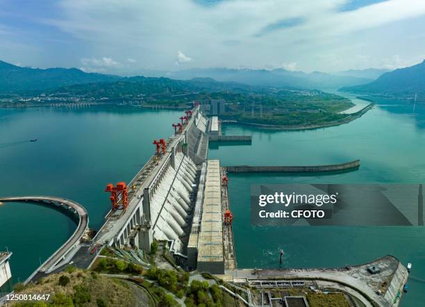 Aerial photo shows the Three Gorges Dam area in Yichang, Hubei Province, China, April 6, 2023.