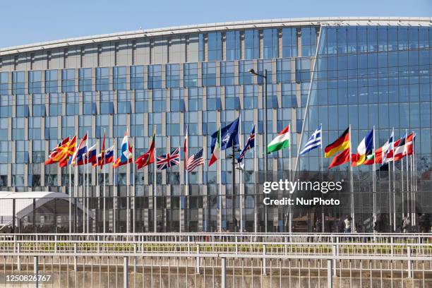 Flag raising ceremony as NATO adds Finland, the 31st member of the North Atlantic Alliance. The Flag of Finland, also called siniristilippu ''Blue...