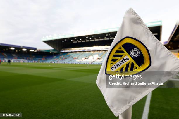 A general view of Elland road football stadium and corner flag before the Premier League match between Leeds United and Nottingham Forest at Elland...