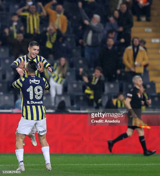 Emre Mor and Serdar Dursun of Fenerbahce celebrate after scoring a goal during Ziraat Turkish Cup Quarter-Final match between Fenerbahce and Yukatel...