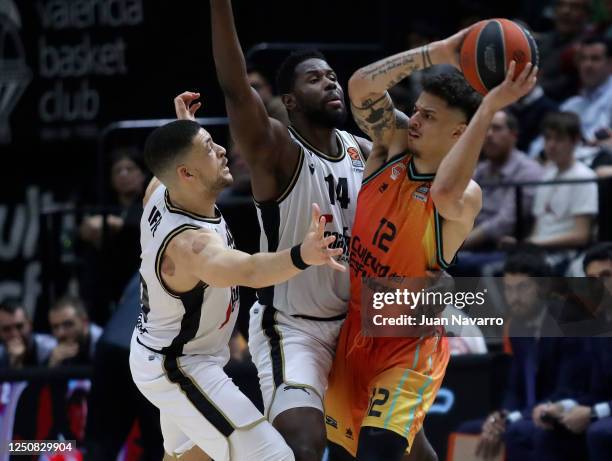 Jonah Radebaugh, #12 of Valencia Basket in action during the 2022-23 Turkish Airlines EuroLeague Regular Season Round 33 game between Valencia Basket...