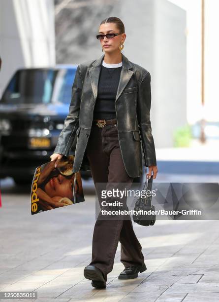 Hailey Bieber is seen on April 06, 2023 in Los Angeles, California.