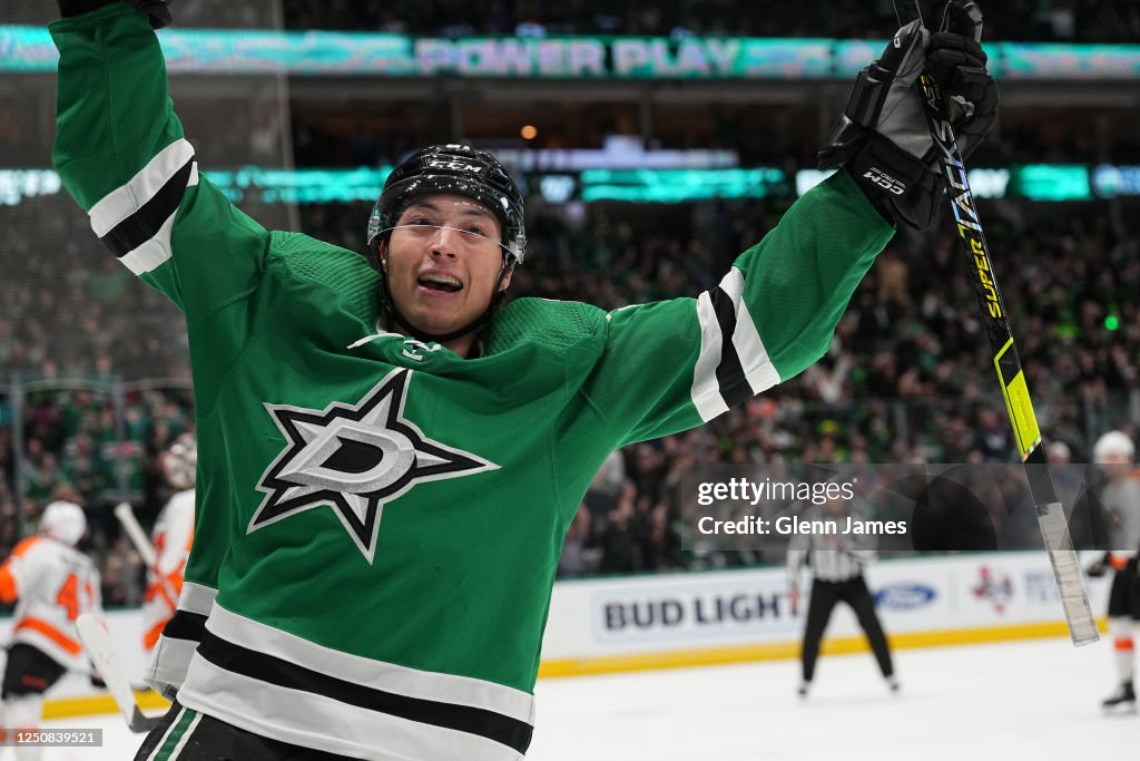 James Roderon Dallas Jason Robertson of the Dallas Stars celebrates a goal against the ...