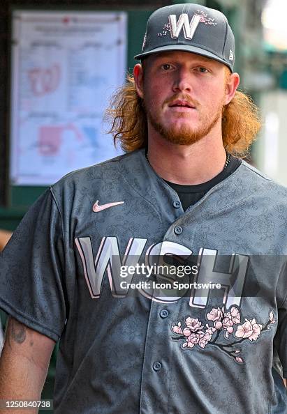 Washington Nationals relief pitcher Mason Thompson walks in the... News ...