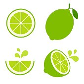 Lime Vector Illustration Set on White