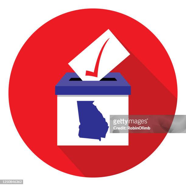 red circle georgia ballot box icon - voting booth stock illustrations