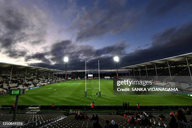 General view of the ground prior to the start of the Super Rugby Pacific match between Crusaders and Moana Pasifika at Orangetheory Stadium in...