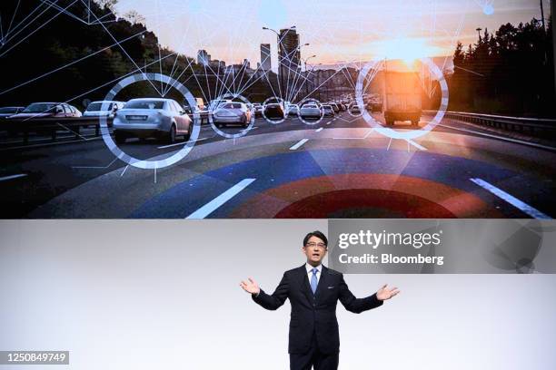 Koji Sato, president of Toyota Motor Corp., during a news conference in Tokyo, Japan, on Friday, April 7, 2023. Sato unveiled the beginnings of a...