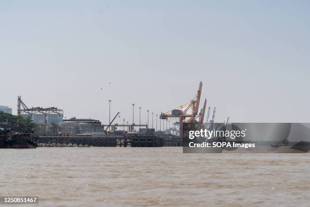 General view of a shipping port in Yangon. On February 1 the military junta government seized power by coup, jailing the democratically-elected NLD...