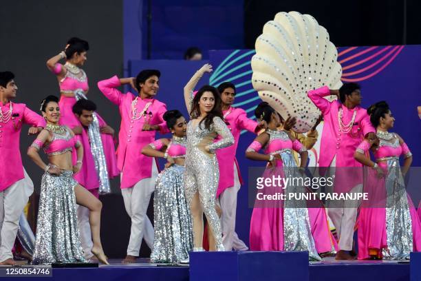 Bollywood actress Tamannaah Bhatia performs for the opening ceremony before the start of first match of the Indian Premier League Twenty20 cricket...