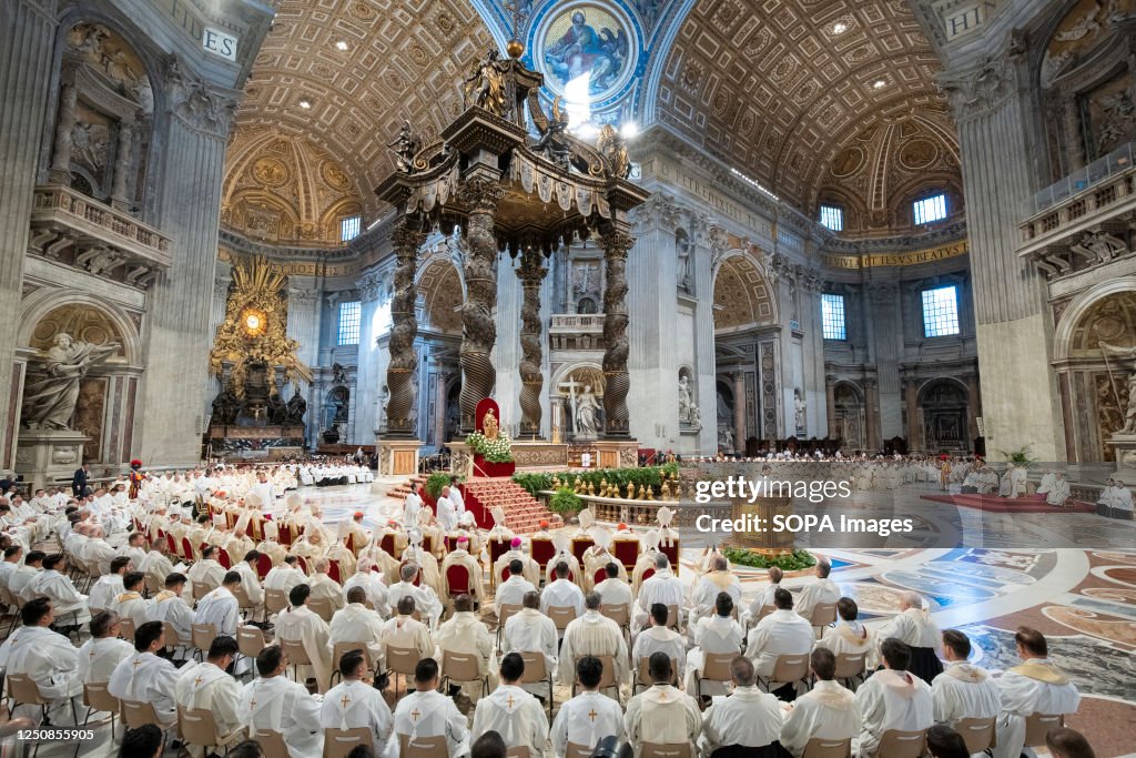 General view of St. Peter's Basilica during the Chrism Mass. The General view of St. Peter's Basilica during the Chrism Mass. The