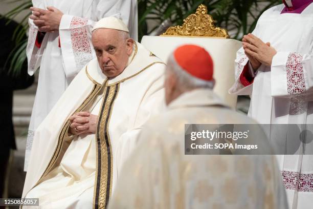 Pope Francis leads the Chrism Mass at St. Peter's Basilica in Vatican City. The Chrism Mass is one of the most important liturgies in the Christian...