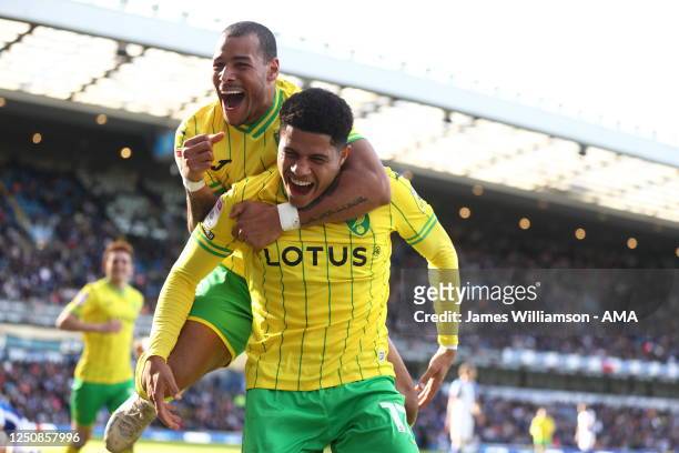 Gabriel Sara of Norwich City celebrates after scoring a goal to make it 0-2 during the Sky Bet Championship between Blackburn Rovers and Norwich City...