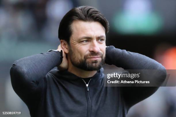 Swansea City manager Russell Martin reacts on the touch line during the Sky Bet Championship match between Swansea City and Coventry City at the...