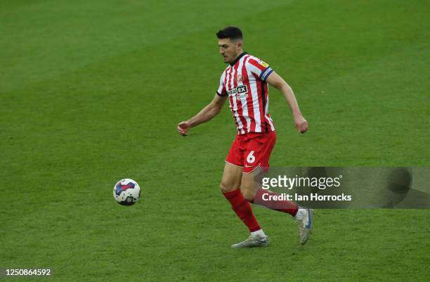 Danny Batth of Sunderland during the Sky Bet Championship match between Sunderland AFC and Hull City FC at Stadium of Light on April 7, 2023 in...