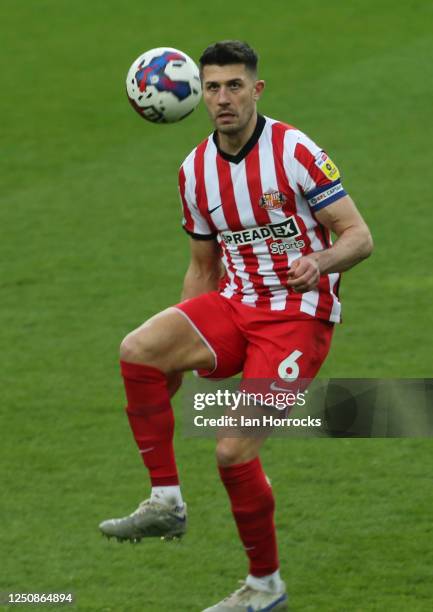 Danny Batth of Sunderland during the Sky Bet Championship match between Sunderland AFC and Hull City FC at Stadium of Light on April 7, 2023 in...