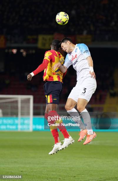 Samuel Umtiti of Us Lecce during the Serie A match between Us Lecce and Ssc Napoli on April 7, 2023 stadium ''Ettore Giardiniero'' in Lecce, Italy