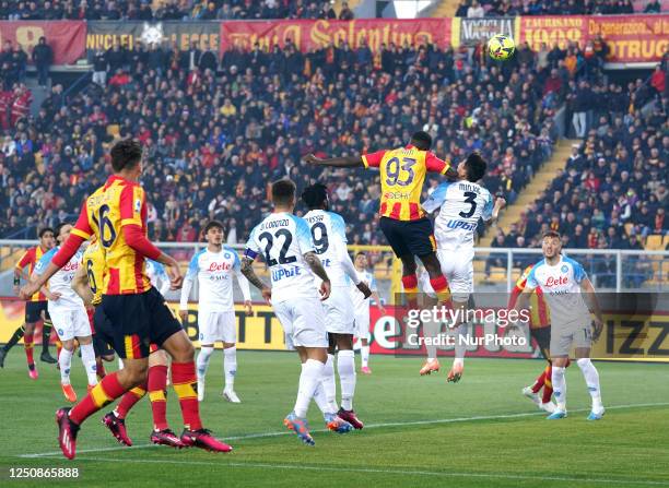 Samuel Umtiti of Us Lecce during the Serie A match between Us Lecce and Ssc Napoli on April 7, 2023 stadium ''Ettore Giardiniero'' in Lecce, Italy