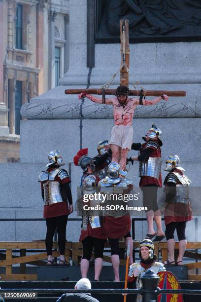 Jesus is crucified by the centurion following Pilates orders. The Wintershall players based in Surrey have for 11 years taken the Passion of Christ...