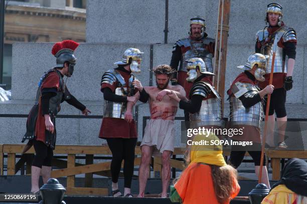 Jesus is crucified by the centurion following Pilates orders. The Wintershall players based in Surrey have for 11 years taken the Passion of Christ...