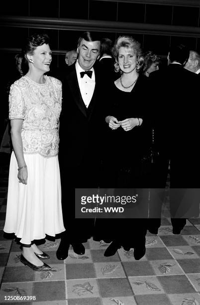 Cokie Roberts, Sam Donaldson, and Jan Smith attend the ABC News Reception before the 1995 Washington Press Club Foundation Dinner on January 25, 1995...