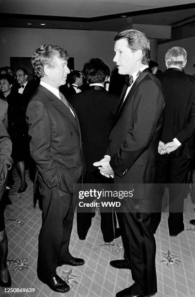 Ted Koppel and guests attend the ABC News Reception before the 1995 Washington Press Club Foundation Dinner on January 25, 1995 in Washington, D.C.