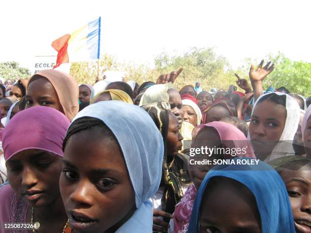 Hundreds of Chadian women protest against children trafficing 31 October 2007 in Abeche, in the east of Chad. Some of the women hurled stones at...