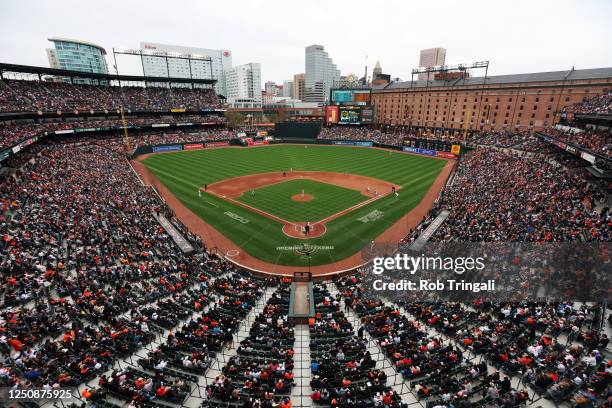 General view of the field during the game between the New York Yankees and the Baltimore Orioles at Oriole Park at Camden Yards on Friday, April 7,...