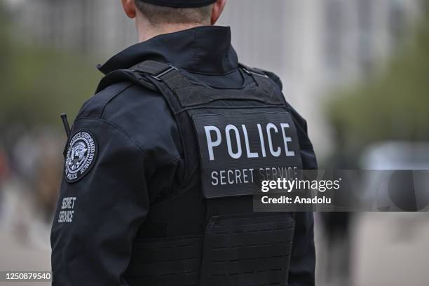 Secret Service agents are on duty at Pennsylvania Avenue in front of the White House in Washington D.C., United States on April 7, 2023. Former...