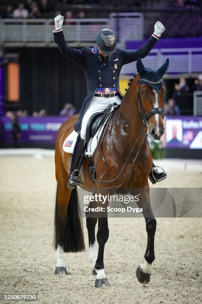 Peters Steffen riding Suppenkasper during the FEI Dressage World Cup Final on April 7, 2023 in Omaha, Nebraska.