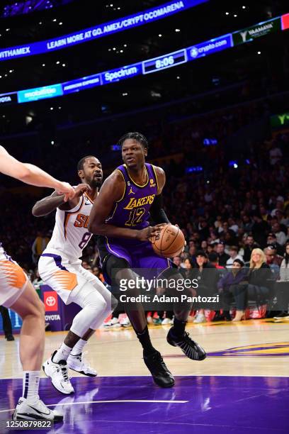 Mo Bamba of the Los Angeles Lakers goes to the basket during the game on April 7, 2023 at Crypto.Com Arena in Los Angeles, California. NOTE TO USER:...