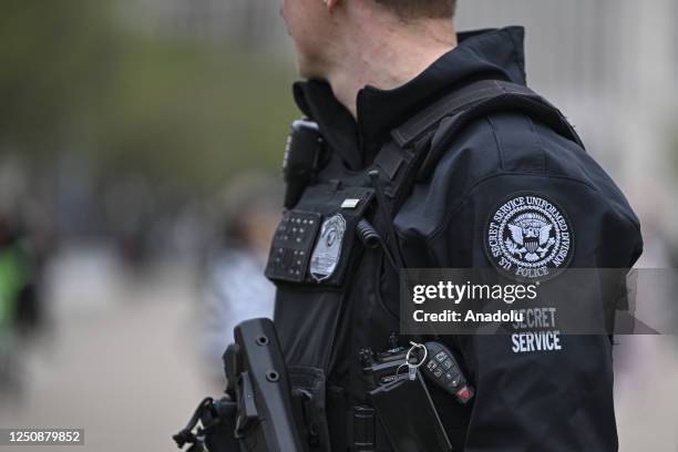 Secret Service agents are on duty at Pennsylvania Avenue in front of the White House in Washington D.C., United States on April 7, 2023. Former...