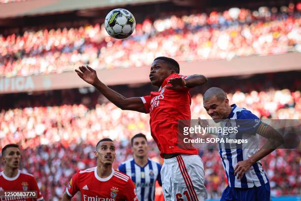 Florentino Luis of SL Benfica and Eduardo Gabriel Aquino Cossa, known as Pepê of FC Porto in action during the Liga Portugal Bwin match between SL...