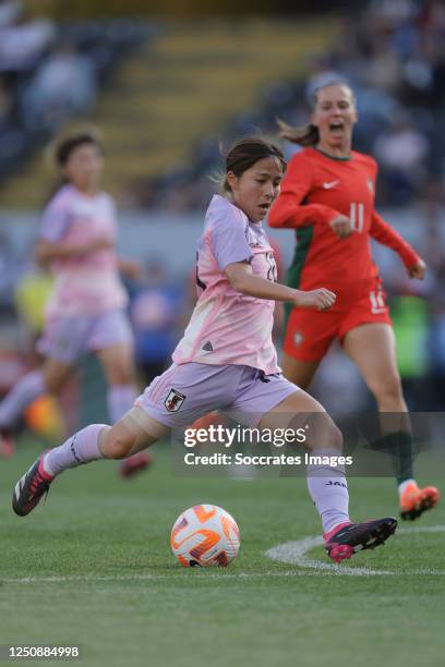 Mana Iwabuchi of Japan Women during the International Friendly Women match between Portugal Women v Japan Women at the Estadio D Afonso Henriques on...