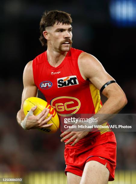 Sam Collins of the Suns in action during the 2023 AFL Round 04 match between the St Kilda Saints and the Gold Coast Suns at Marvel Stadium on April...