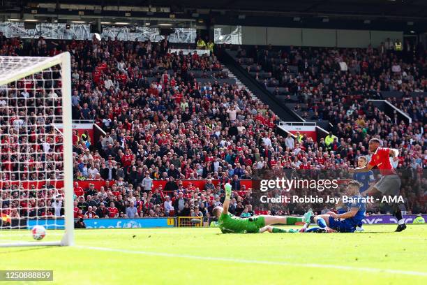 Anthony Martial of Manchester United scores a goal to make it 2-0 during the Premier League match between Manchester United and Everton FC at Old...