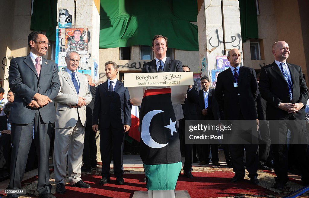 British Prime Minister David Cameron And French President Nicolas Sarkozy Visit Libya