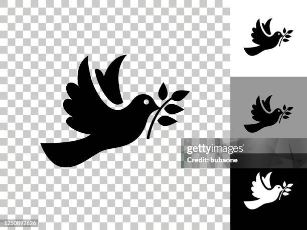 taube icon auf schachbrett transparenten hintergrund - symbols of peace stock-grafiken, -clipart, -cartoons und -symbole